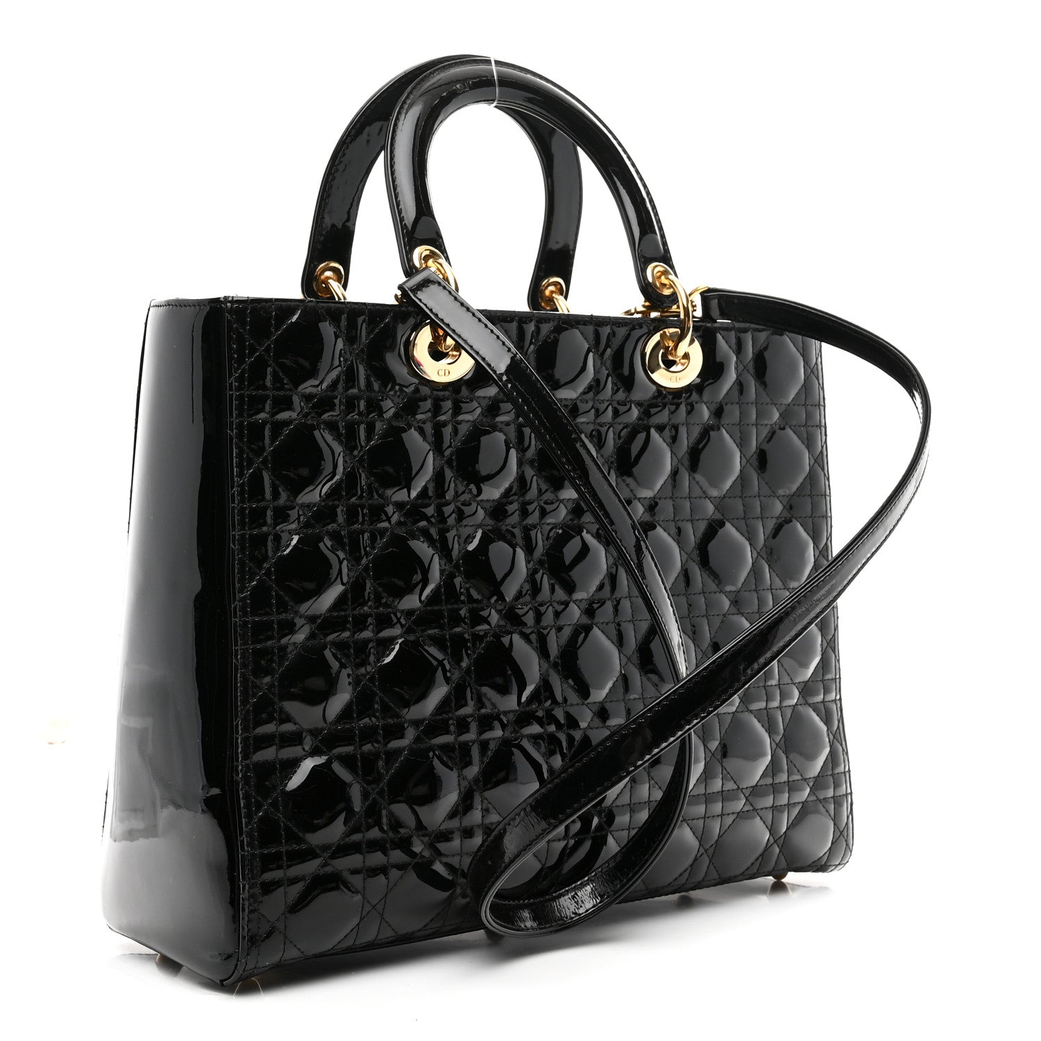 Christian Dior Patent Cannage Large Lady Dior Black 3 of 10