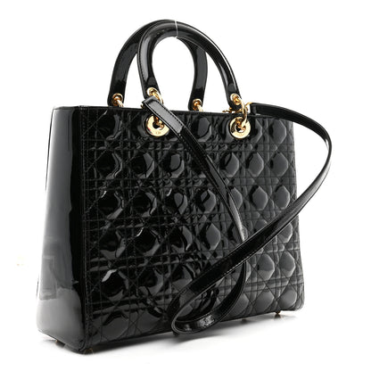 Christian Dior Patent Cannage Large Lady Dior Black 3 of 10