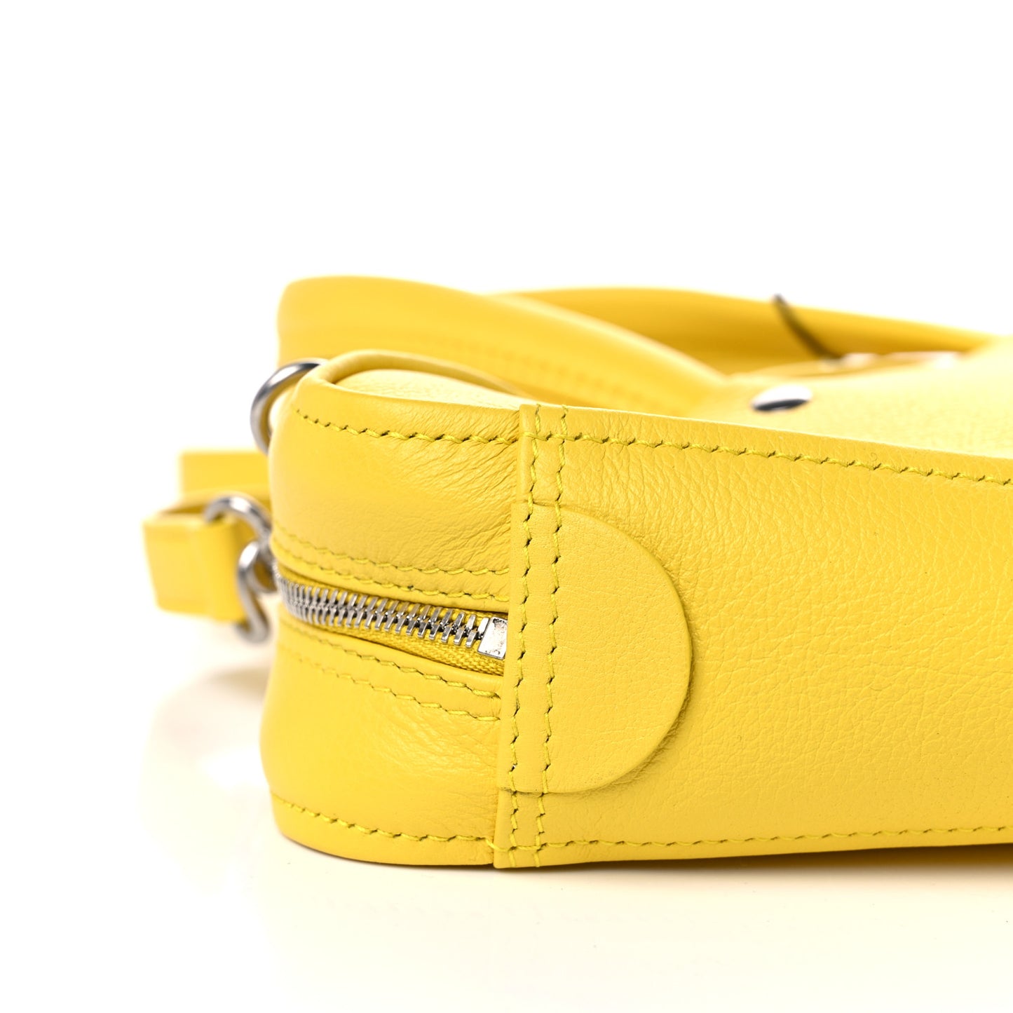 Shiny Day Calfskin Logo XS Triangle Duffle Jaune Black