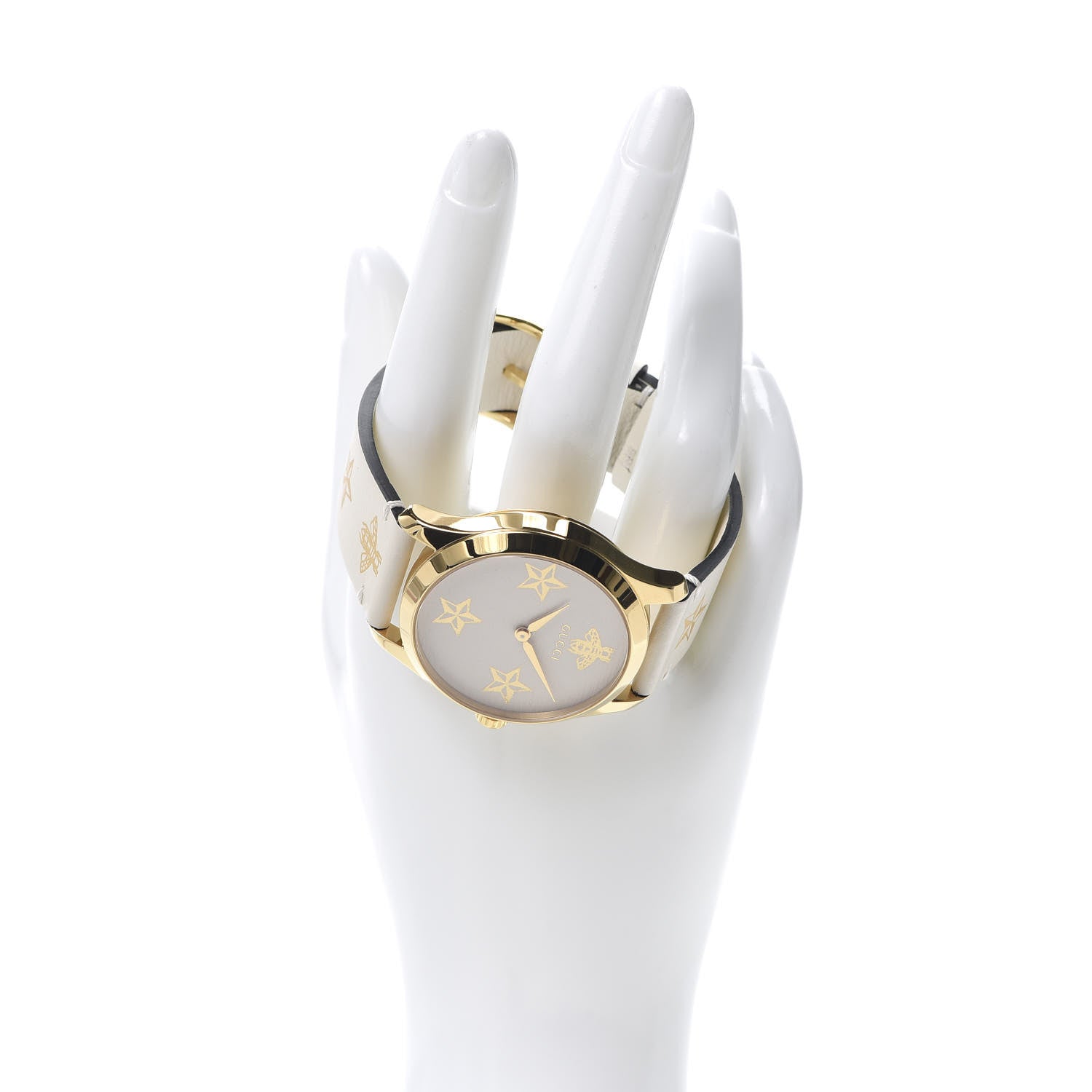 Gucci Stainless Steel Calfskin 38mm G-Timeless Bee Star Quartz Watch White 2 of 6