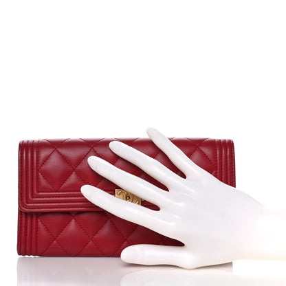 Chanel Lambskin Quilted Boy Flap Wallet Red 2 of 10