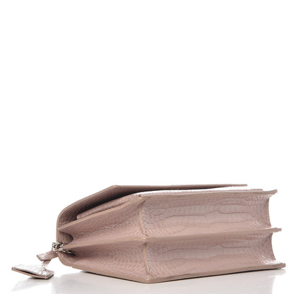 Saint Laurent Calfskin Crocodile Embossed Medium Monogram Sunset Powder Pink 4 of 8