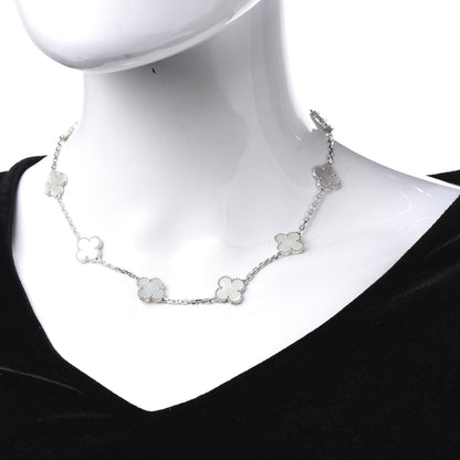 Van Cleef & Arpels 18K White Gold Mother of Pearl 10 Motifs Vintage Alhambra Necklace 2 of 4