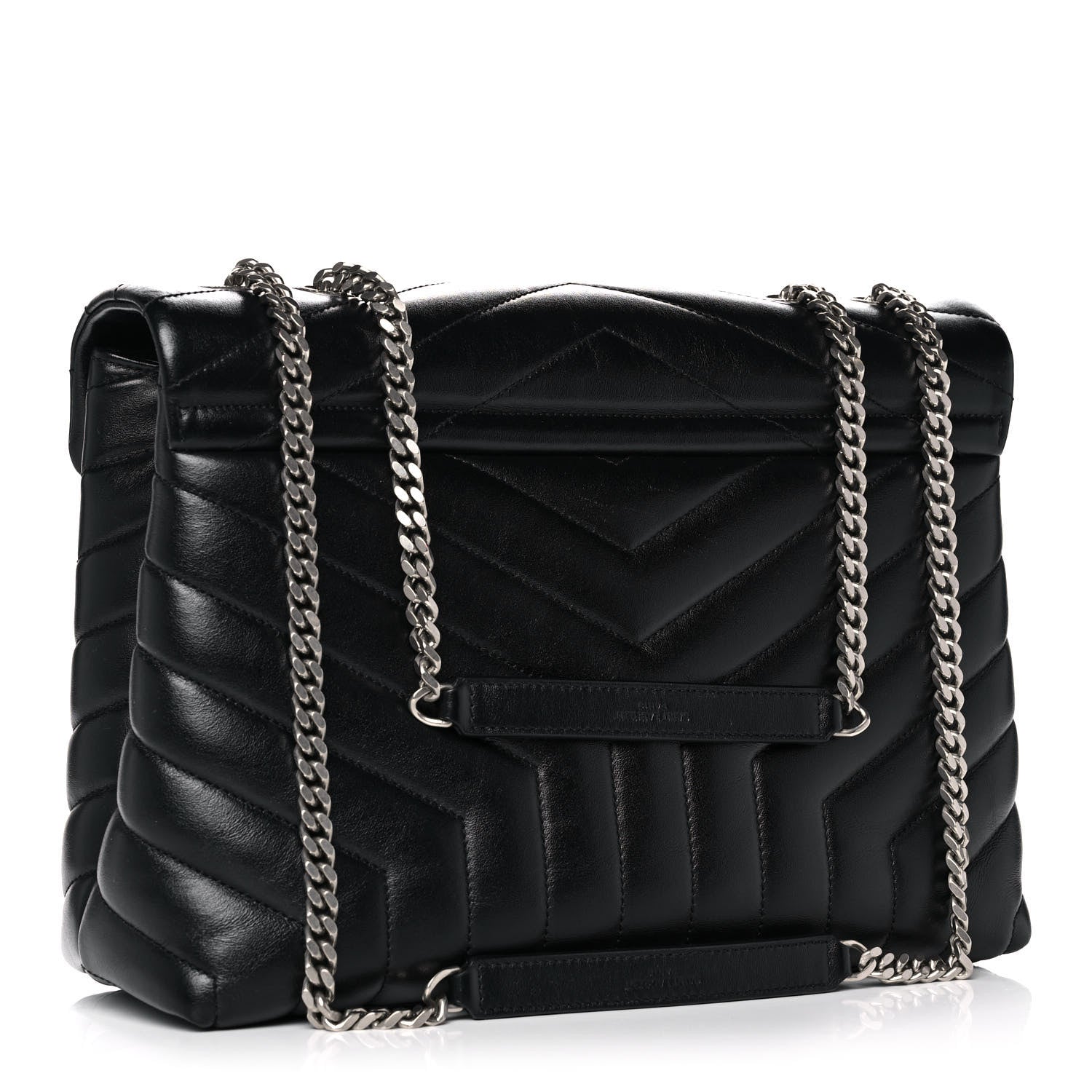 Saint Laurent Calfskin Y Quilted Monogram Medium Loulou Chain Satchel Black 3 of 16