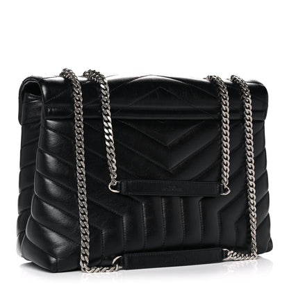 Saint Laurent Calfskin Y Quilted Monogram Medium Loulou Chain Satchel Black 3 of 16