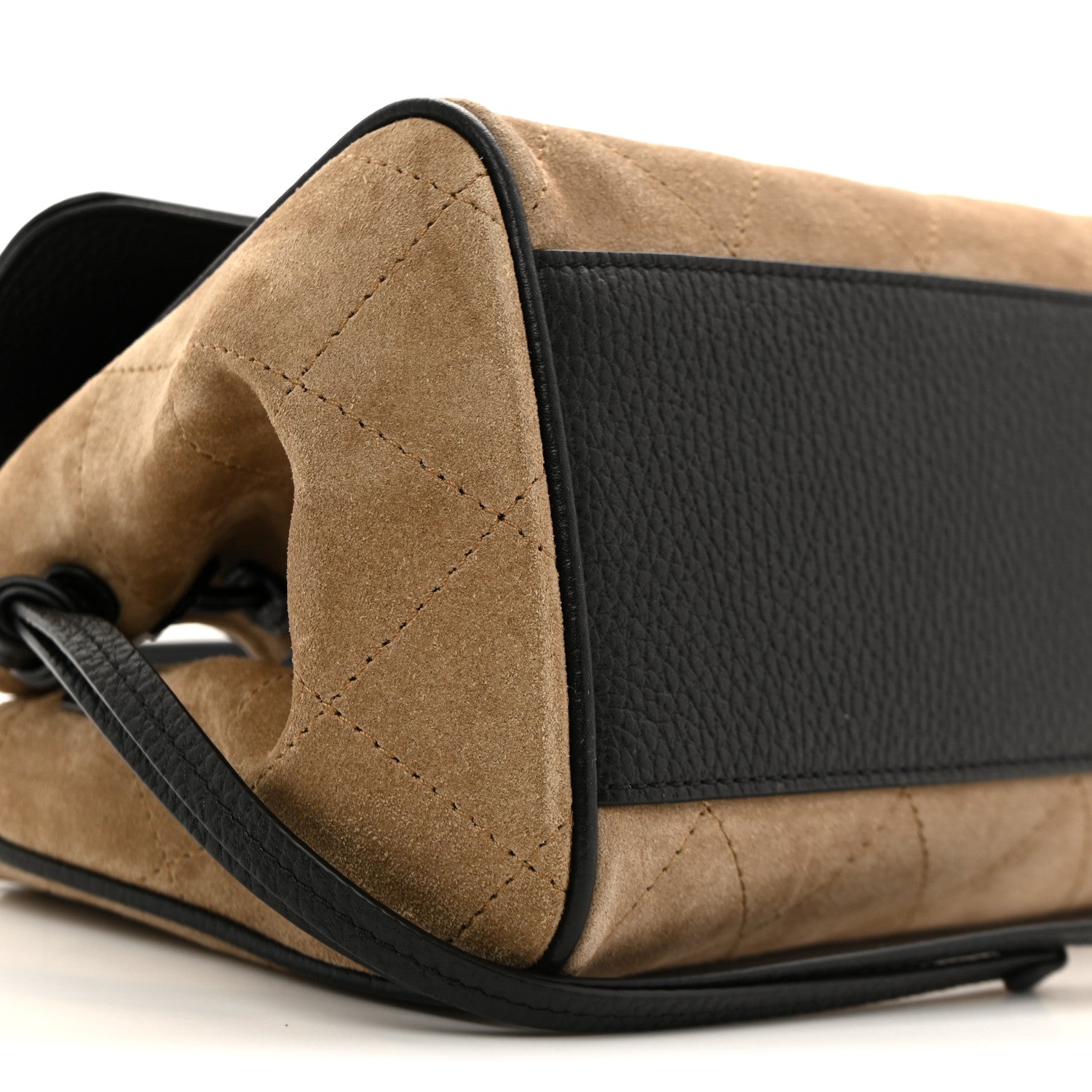 Chanel Grained Calfskin Suede Urban Essentials Small Shopping Bag Dark Beige Black 9 of 10
