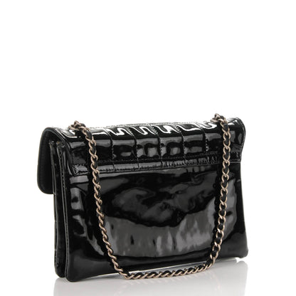 Chanel Patent Square Stitched Keyboard Flap Clutch Black 3 of 9