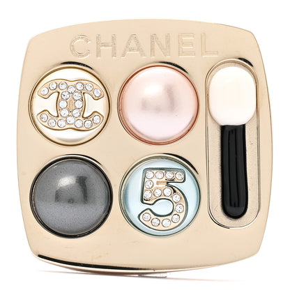 Chanel Pearl Resin Crystal CC No 5 Eyeshadow Brooch Gold Pearly 1 of 4