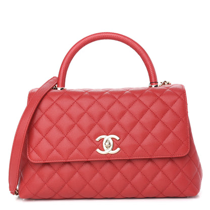 Chanel Caviar Quilted Small Coco Handle Flap Red 1 of 9