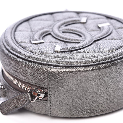 Chanel Metallic Caviar Quilted Round Filigree Crossbody Dark Silver 8 of 11