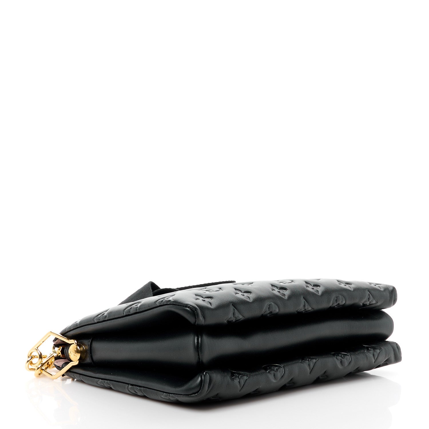 Louis Vuitton LOUIS VUITTON Lambskin Embossed Monogram Coussin PM Black 4 of 12
