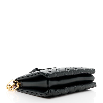 Louis Vuitton LOUIS VUITTON Lambskin Embossed Monogram Coussin PM Black 4 of 12