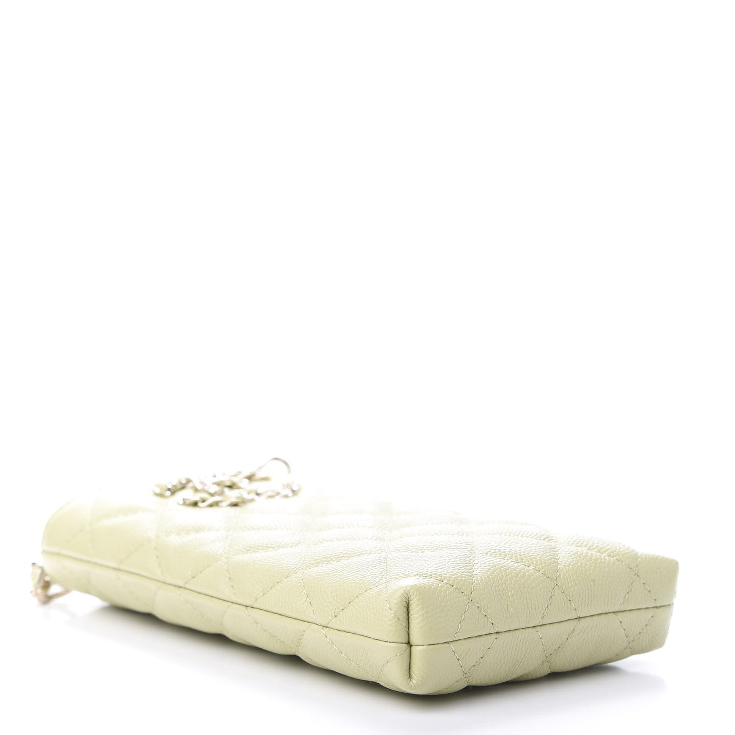 Caviar Quilted French New Wave Phone Holder With Chain Light Green