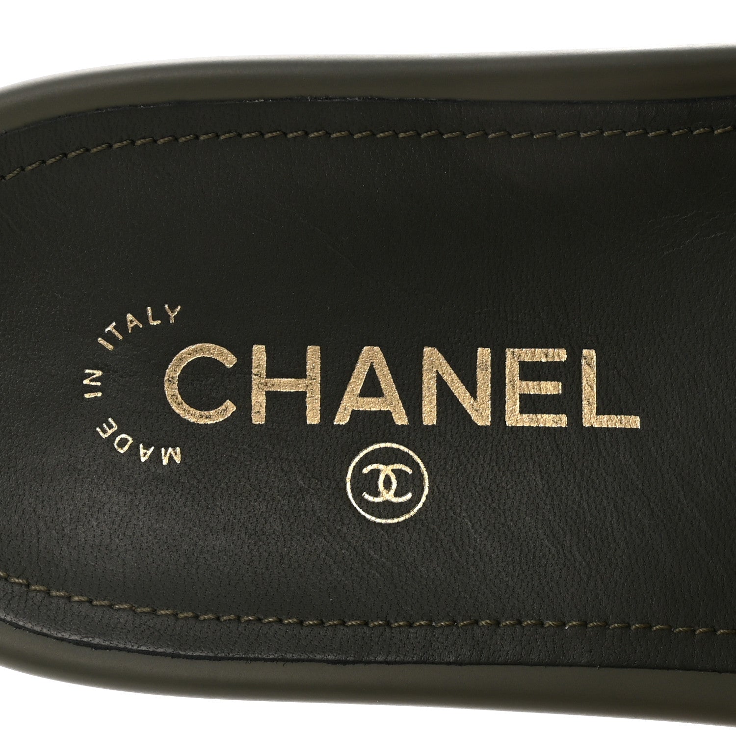 Chanel Canvas Chain Flat Sandals 39 Khaki 8 of 10