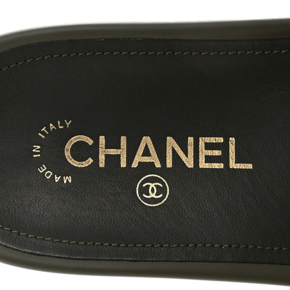 Chanel Canvas Chain Flat Sandals 39 Khaki 8 of 10