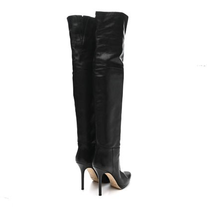 Jimmy Choo Calfskin April Over The Knee Boots 37.5 Black 4 of 10