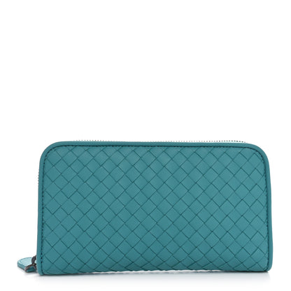 Bottega Veneta Nappa Intrecciato Zip Around Wallet Aqua 1 of 11