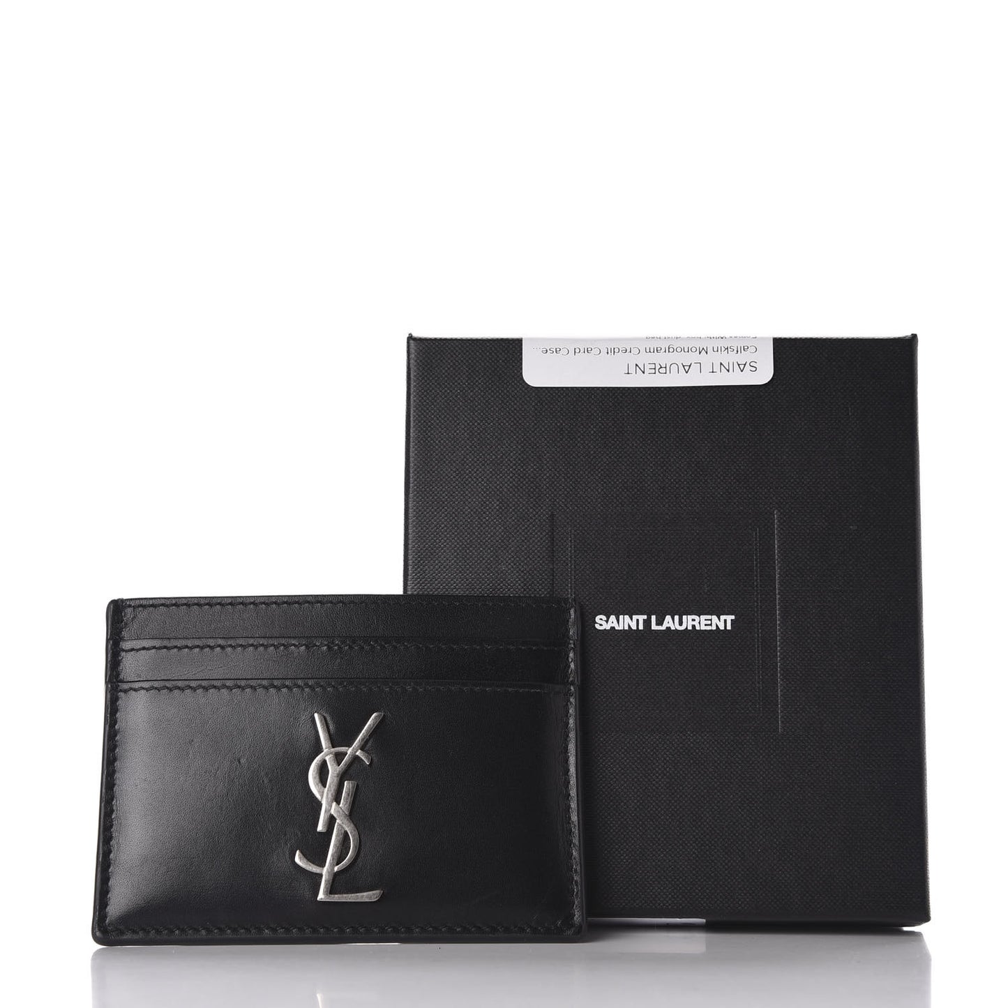 Calfskin Monogram Credit Card Case Black