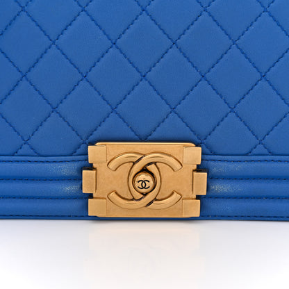 Chanel Lambskin Quilted New Medium Boy Flap Blue 16 of 18