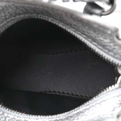 Balenciaga Metallic Grained Calfskin Neo Classic Hardware Super Nano City Crossbody Silver 4 of 9