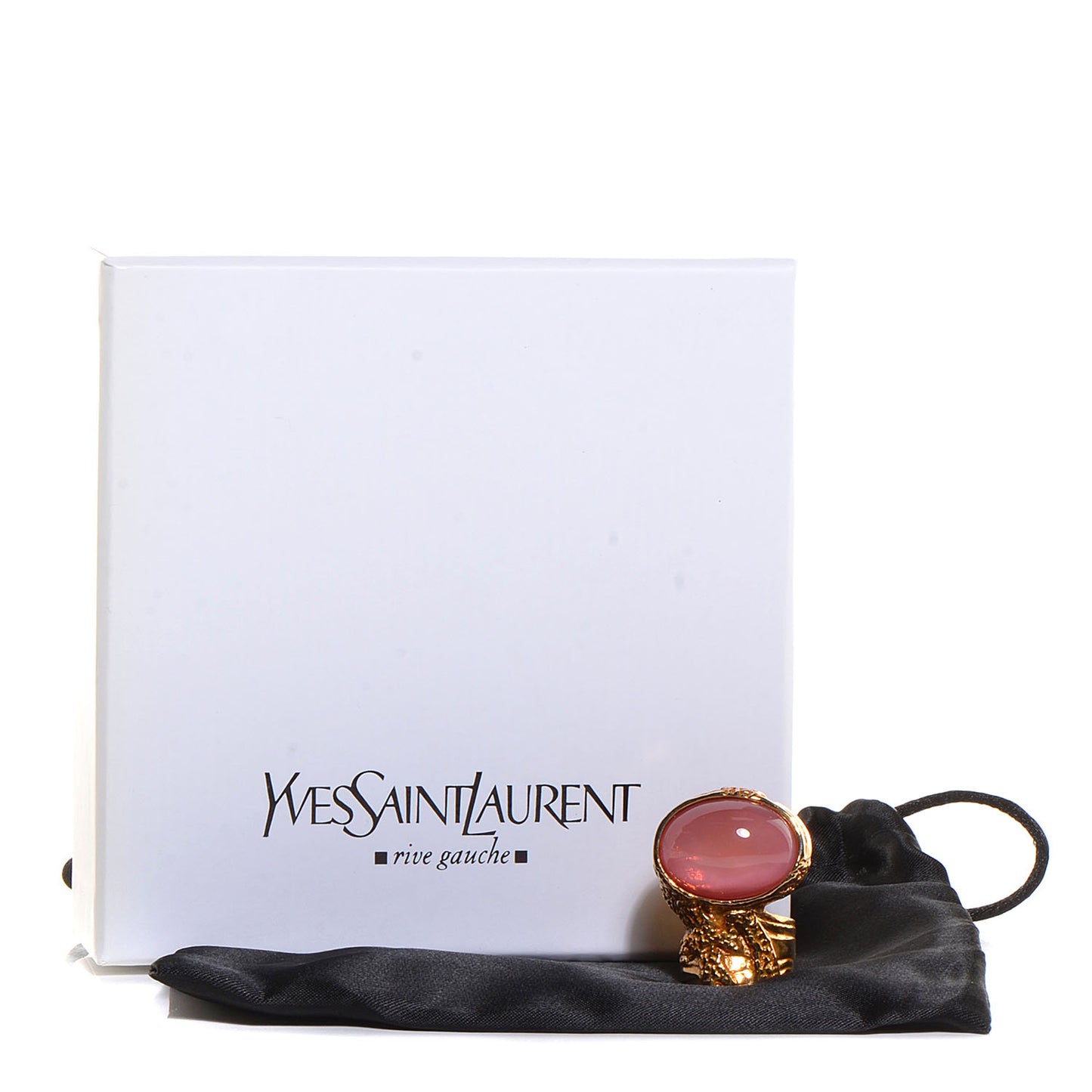 Glass Cabochon Arty Ovale Ring 6 Gold Pink