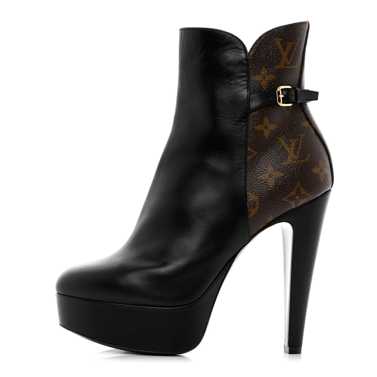 Calfskin Monogram Afterglow Platform Ankle Boots 39 Black