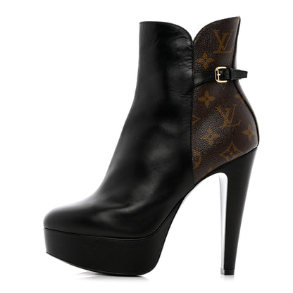 Louis Vuitton Calfskin Monogram Afterglow Platform Ankle Boots 39 Black 1 of 14