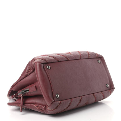 Chanel Calfskin Chevron Stitched Shopping Bag Dark Red 4 of 9