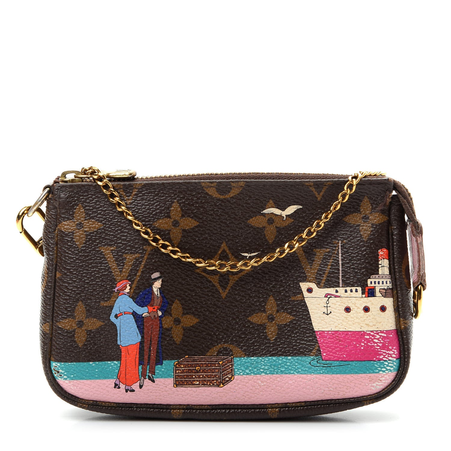 Louis Vuitton Monogram 2016 Christmas Animation Mini Pochette Accessories Rose Ballerine 1 of 9