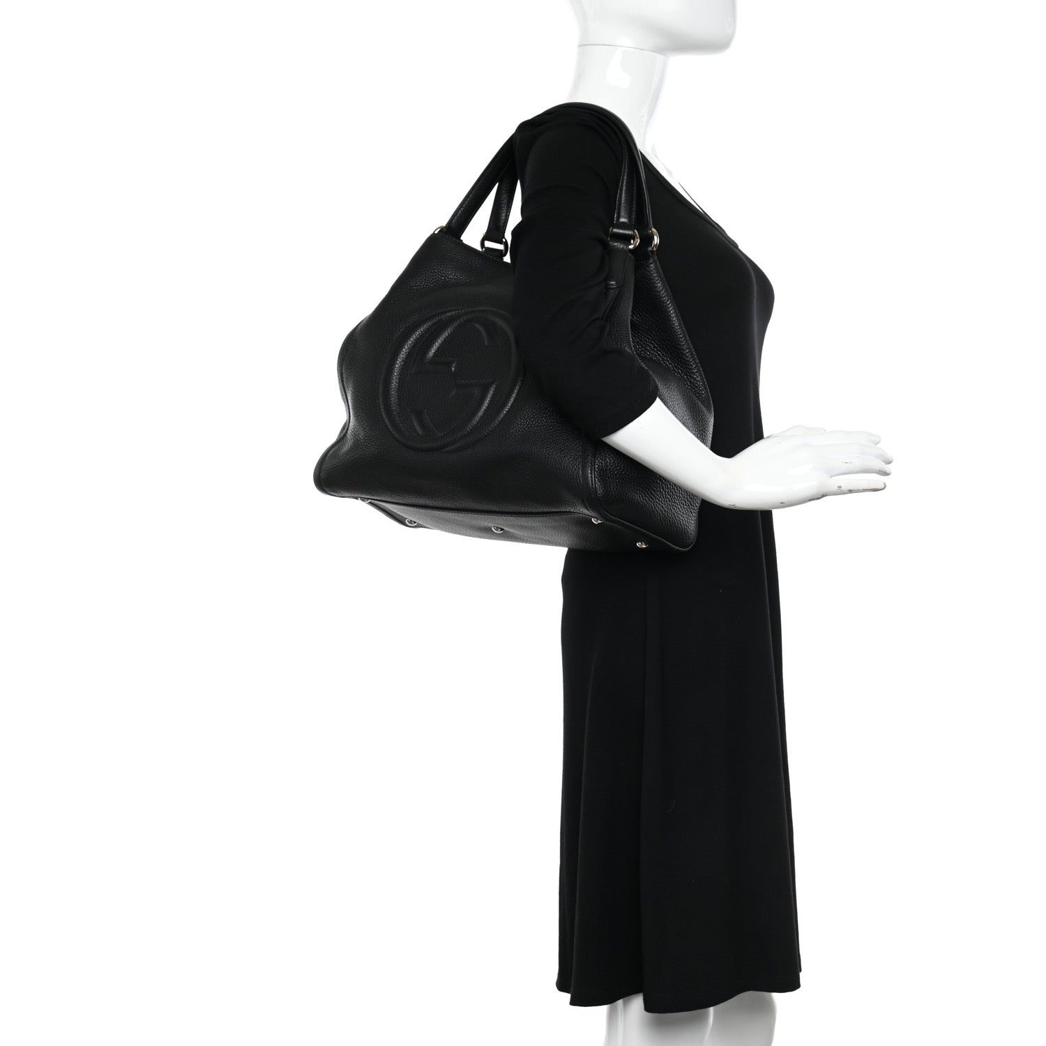 Gucci Pebbled Calfskin Medium Soho Shoulder Bag Black 2 of 10