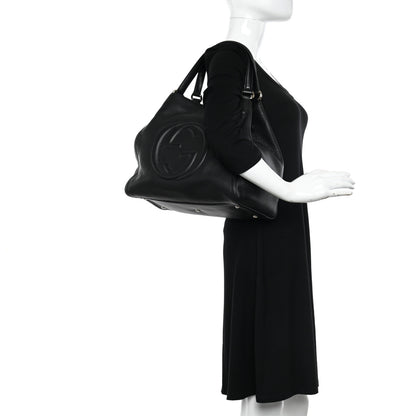 Gucci Pebbled Calfskin Medium Soho Shoulder Bag Black 2 of 10