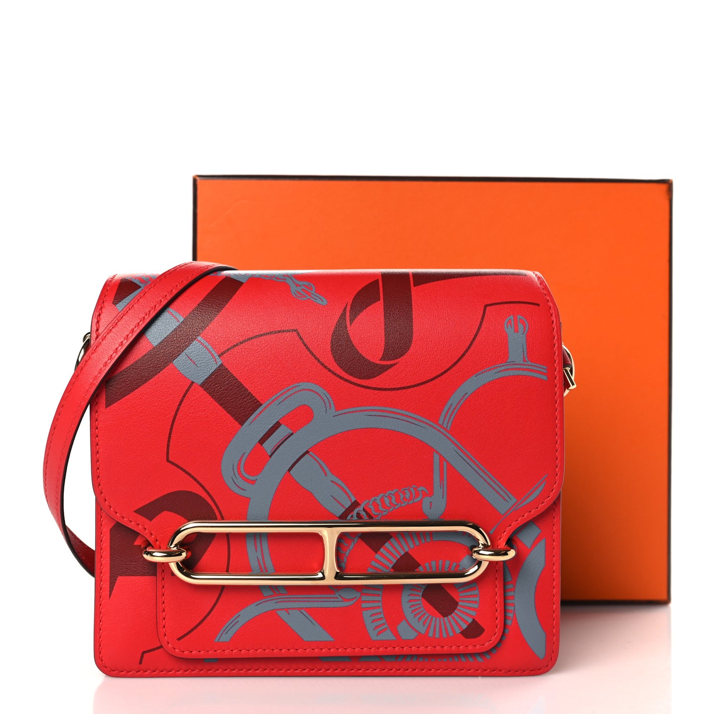 Swift Printed Eperon d'Or Mini Sac Roulis Rouge De Coeur Bleu Frida Rouge H