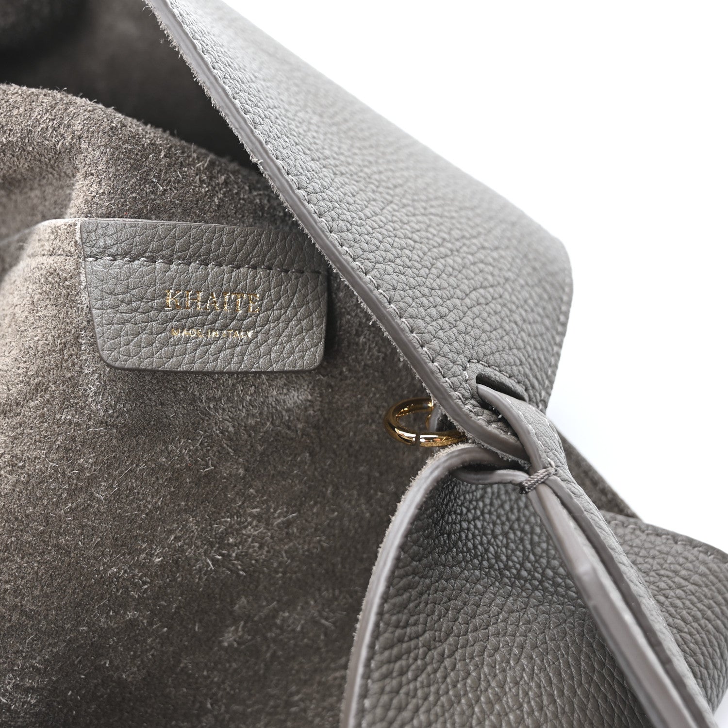 Khaite Pebbled Sport Calfskin Medium Lotus Tote Elephant 6 of 9