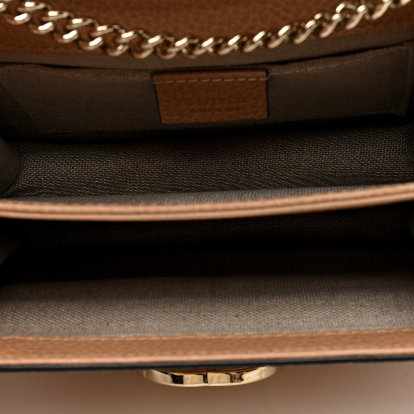 Dollar Calfskin Small Interlocking G Shoulder Bag Camelia