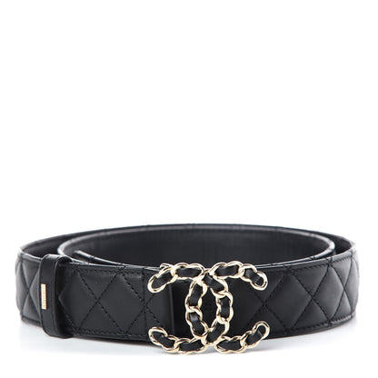 Chanel Lambskin Quilted CC Chain Belt 95 38 Black 1 of 6