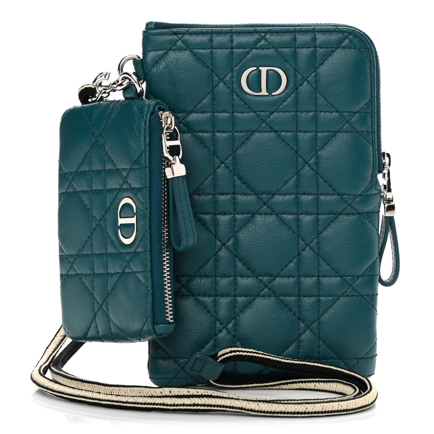 Supple Calfskin Cannage Caro Multifunctional Pouch Deep Ocean