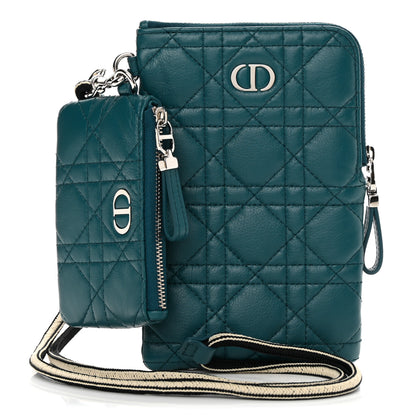 Christian Dior Supple Calfskin Cannage Caro Multifunctional Pouch Deep Ocean 1 of 10