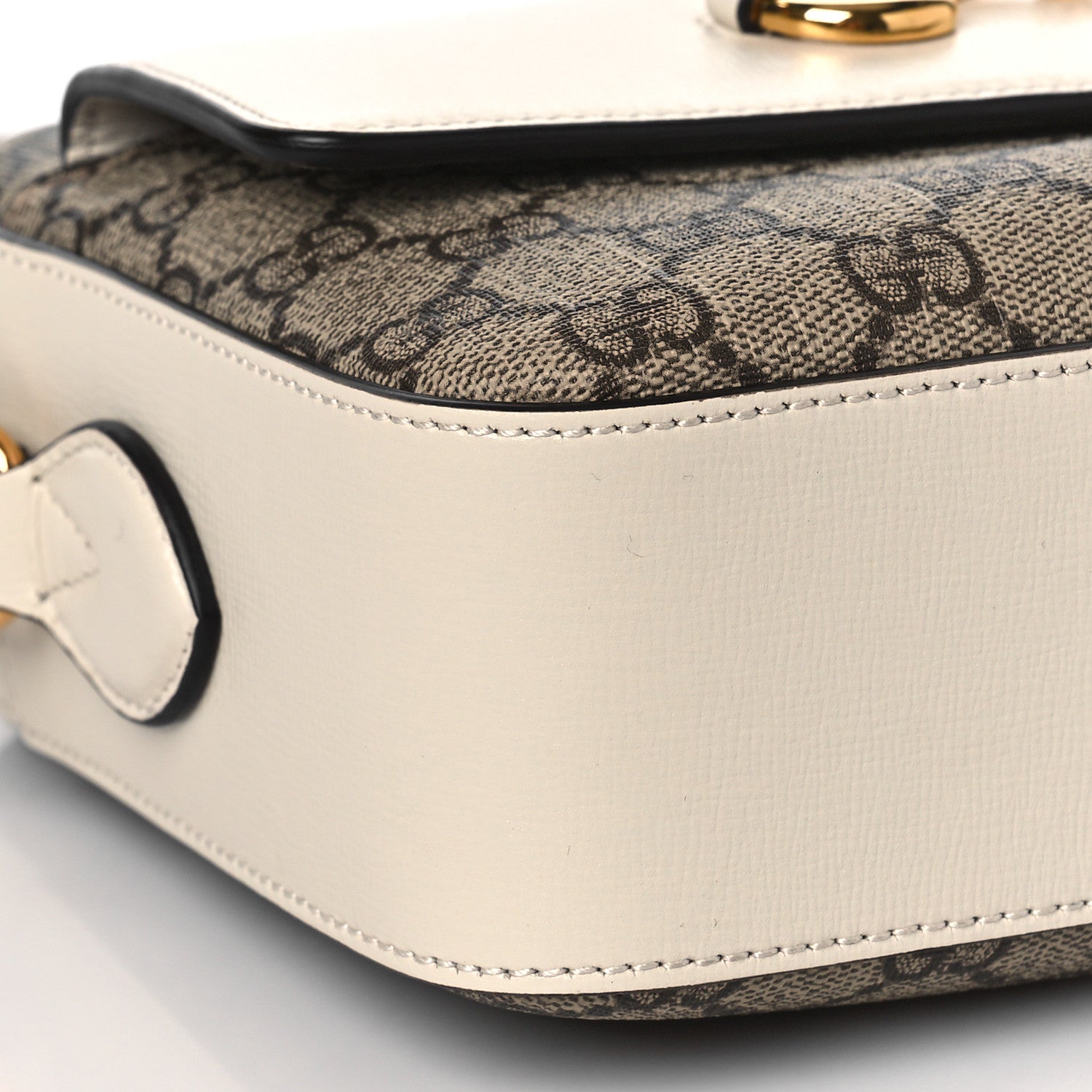 Gucci GG Supreme Monogram Small Horsebit 1955 Shoulder Bag Beige Mystic White 8 of 9