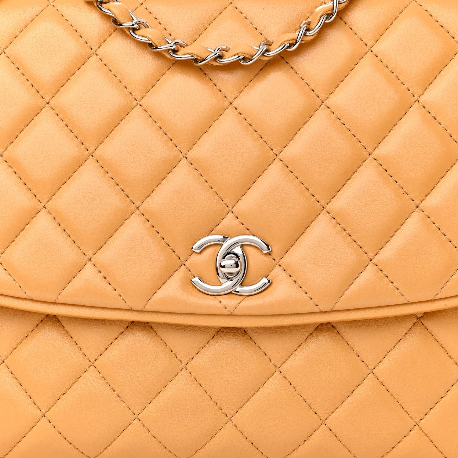 Chanel Lambskin Quilted Pagode Piping Flap Dark Yellow 9 of 12