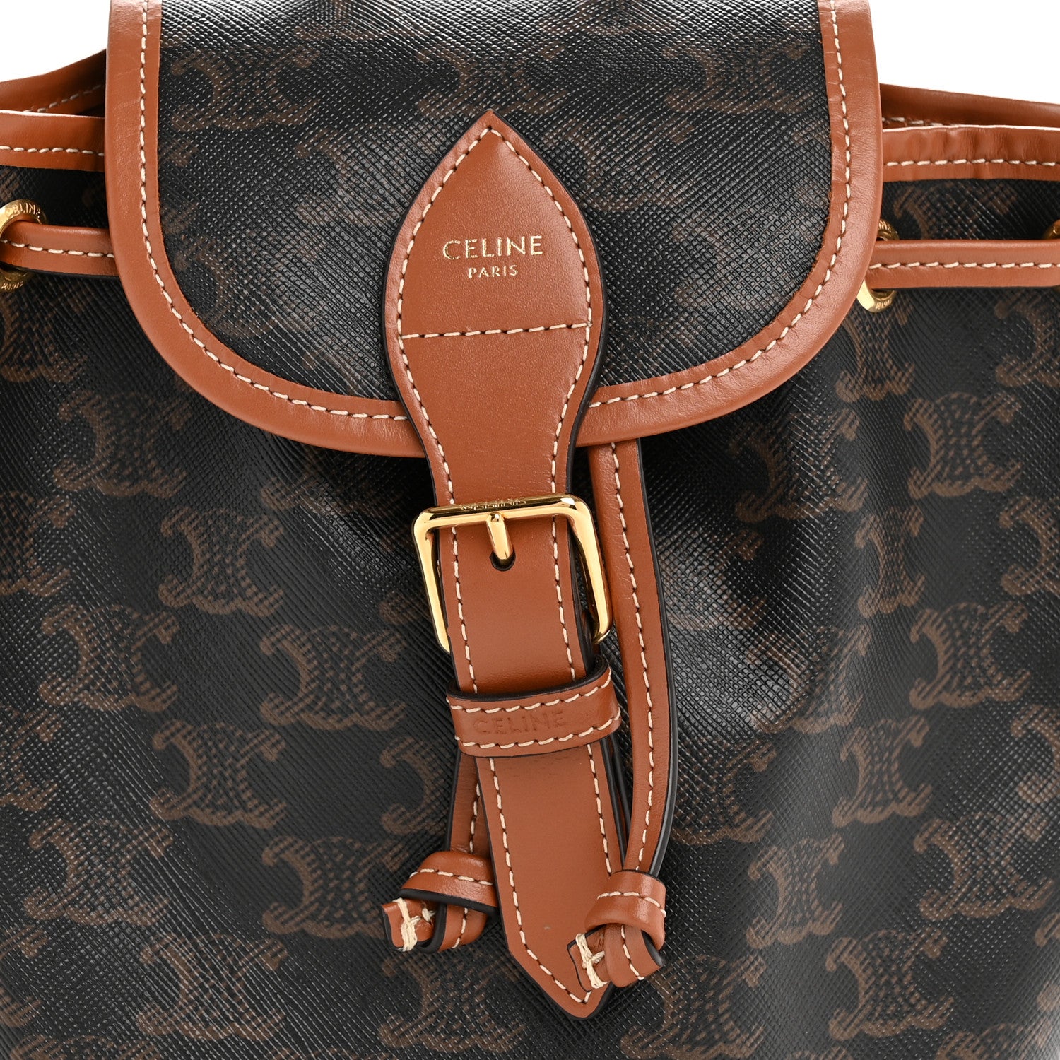 celine backpack mini CELINE - Mini Backpack Folco In Triomphe Canvas And Calfskin Leather - Brown