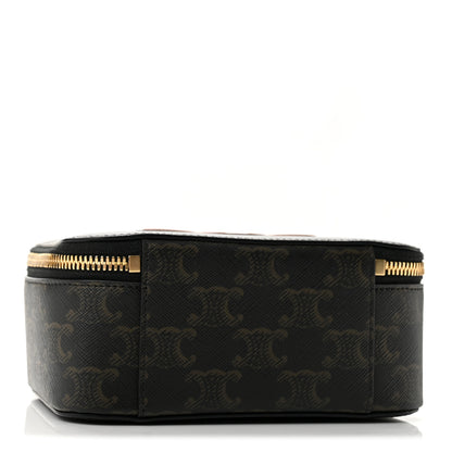 Celine Triomphe Canvas Calfskin Cuir Box On Chain Tan 3 of 10