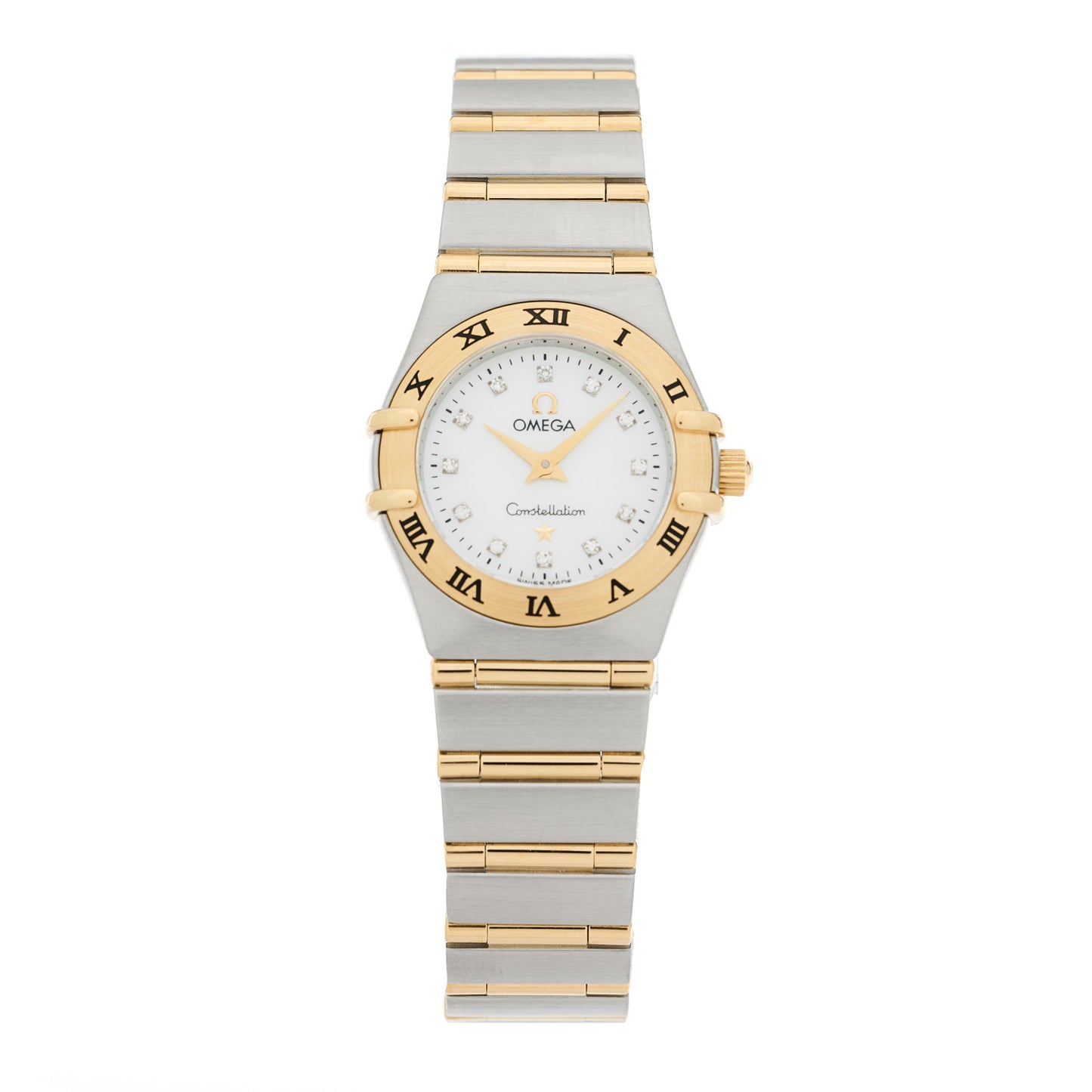 Stainless Steel 18K Yellow Gold Diamond Mother of Pearl 22mm Constellation Quartz Watch 1262.75