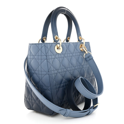 Christian Dior Lambskin Cannage Gradient Medium Lady Dior Blue 3 of 10