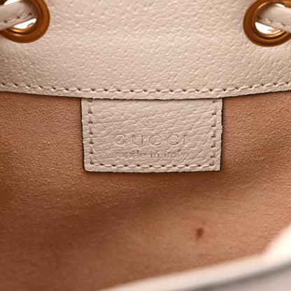 Gucci GG Supreme Monogram Textured Calfskin Web Mini Ophidia Bucket Bag Beige Ebony Mystic White 6 of 11