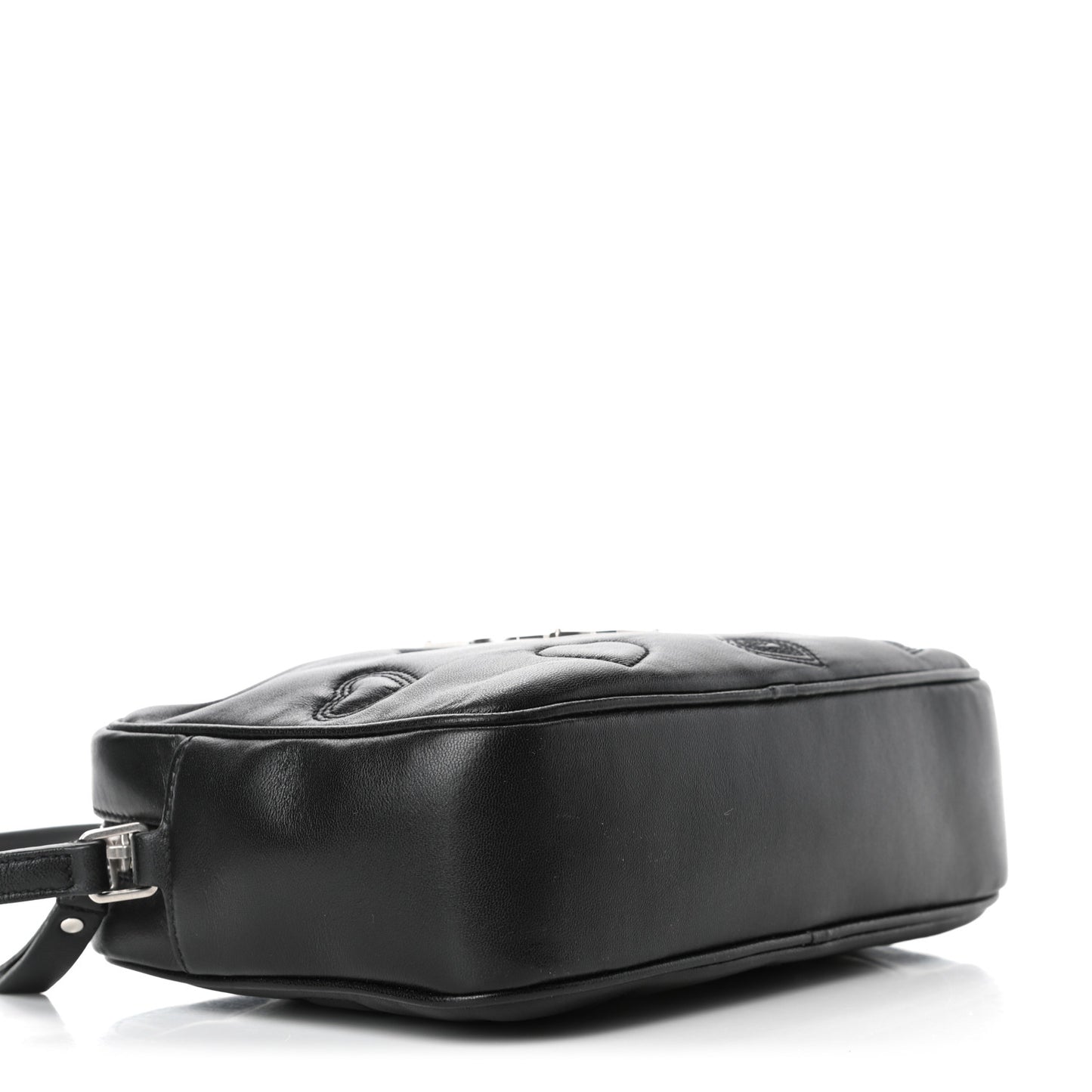 Calfskin Heart Embossed Monogram Lou Camera Bag Black