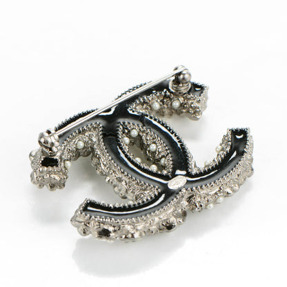 Chanel Enamel Crystal CC Camellia Flower Brooch 3 of 5