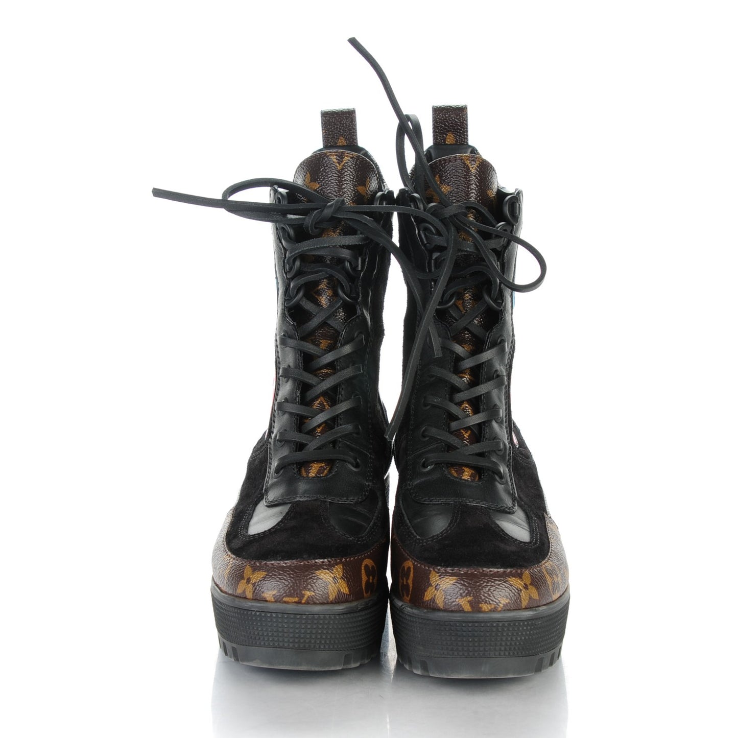 Suede Calfskin Monogram Checkpoint Platform Desert Boots 39 Black