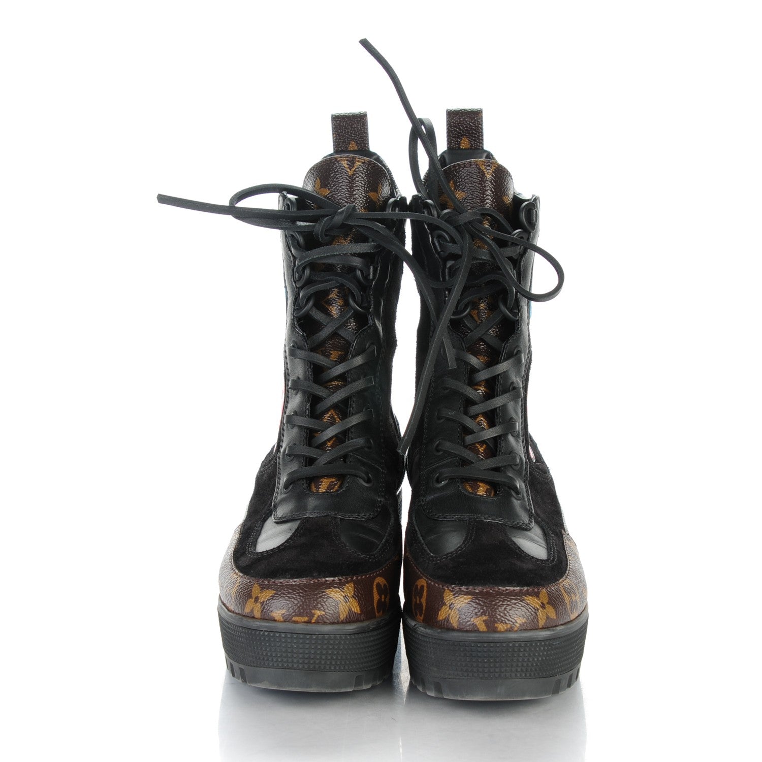Louis Vuitton Suede Calfskin Monogram Checkpoint Platform Desert Boots 39 Black 2 of 7