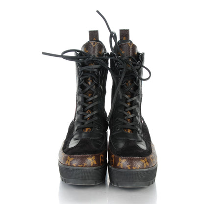 Louis Vuitton Suede Calfskin Monogram Checkpoint Platform Desert Boots 39 Black 2 of 7