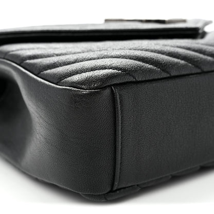 Saint Laurent Sheepskin Matelasse Chevron Monogram Medium College Bag Black 9 of 11